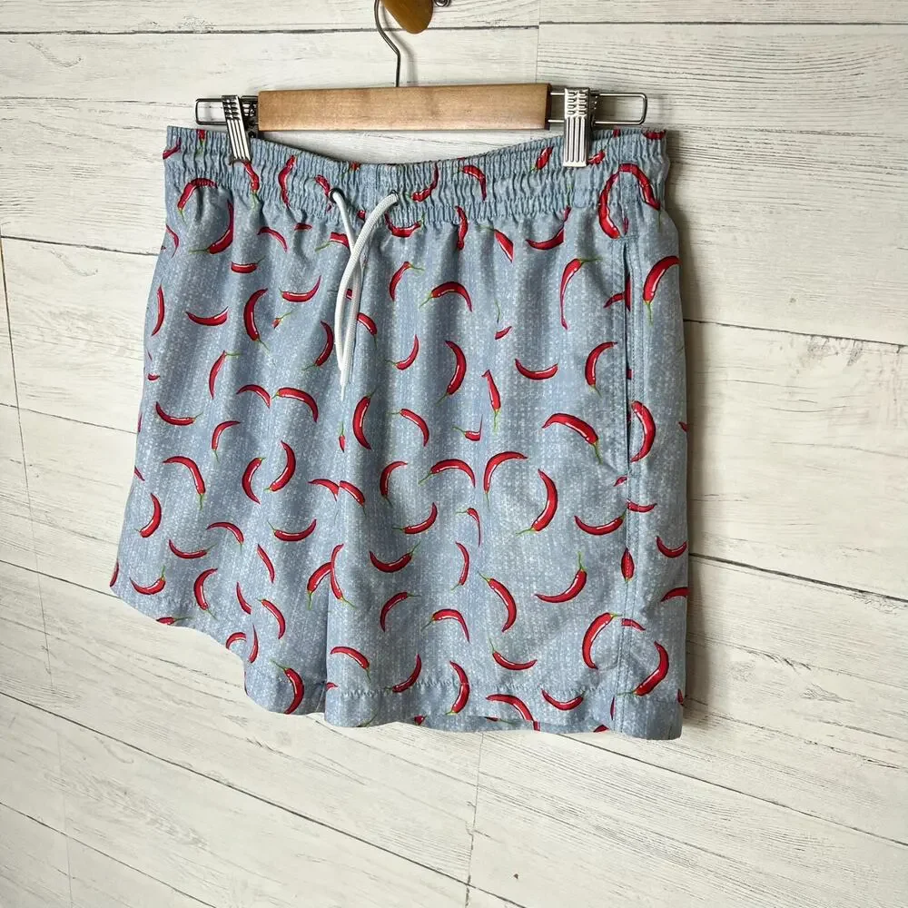 Trunks Surf & Swim Co. Swim Shorts Mens Size L/G Blue Red Hot Chili Pepper